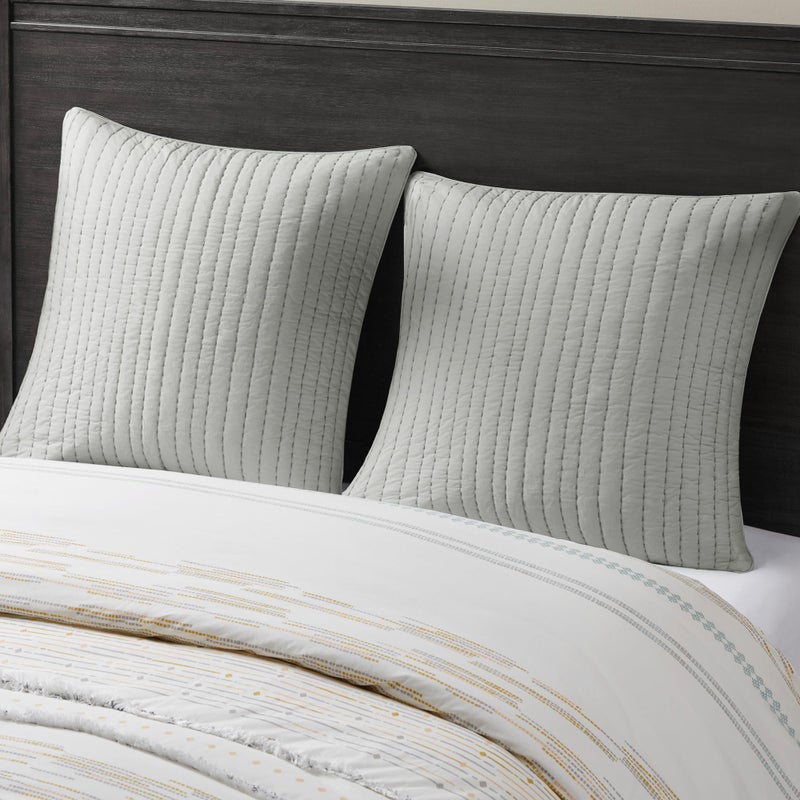 INK+IVY Pillow Euro Sham  26""x26""  Quilted Grey - Image 1